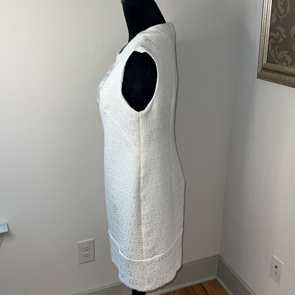 Sophia Christina white beaded tapestry fabric sleeveless shift dress Sz 10 - Picture 3 of 8